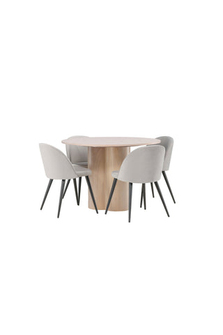 Venture Home Olivia Matbord-VittvättFöner+Smetmatsstol-Ljusgrå/Svart_4