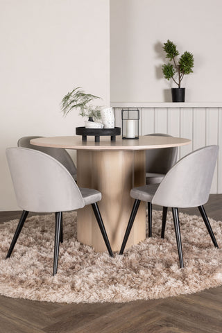 Venture Home Olivia Matbord-VittvättFöner+Smetmatsstol-Ljusgrå/Svart_4