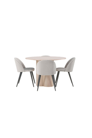 Venture Home Olivia Matbord-VittvättFöner+Smetmatsstol-Ljusgrå/Svart_4