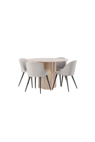 Venture Home Olivia Matbord-VittvättFöner+Smetmatsstol-Ljusgrå/Svart_4