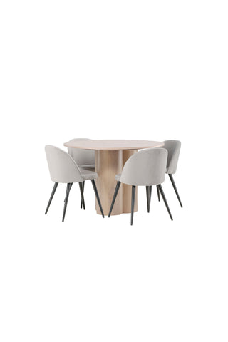 Venture Home Olivia Matbord-VittvättFöner+Smetmatsstol-Ljusgrå/Svart_4