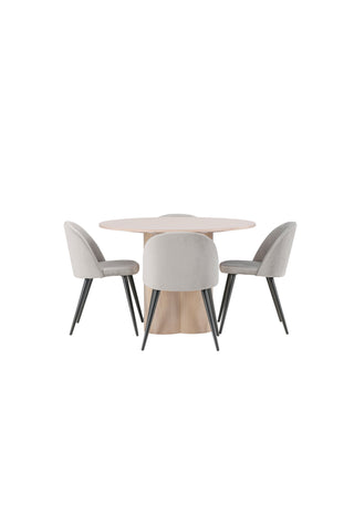 Venture Home Olivia Matbord-VittvättFöner+Smetmatsstol-Ljusgrå/Svart_4