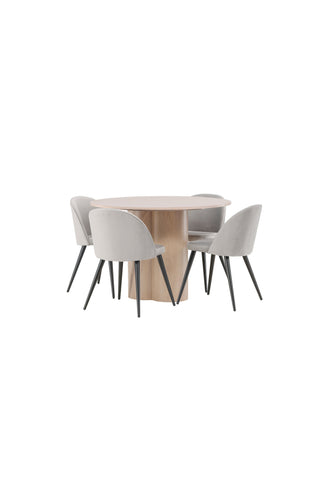 Venture Home Olivia Matbord-VittvättFöner+Smetmatsstol-Ljusgrå/Svart_4