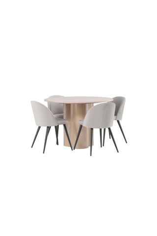 Venture Home Olivia Matbord-VittvättFöner+Smetmatsstol-Ljusgrå/Svart_4