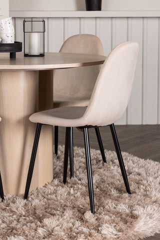 Venture Home Olivia Matbord-VitTvättVeneer+PolarMatstol-Svarta ben/Beige Velvet_4