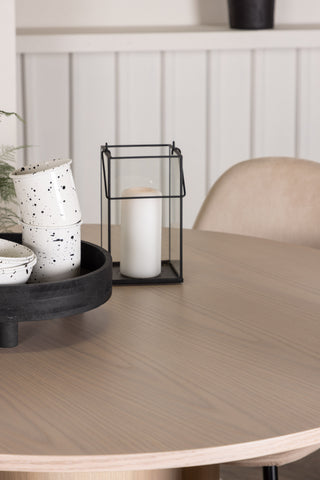 Venture Home Olivia Matbord-VitTvättVeneer+PolarMatstol-Svarta ben/Beige Velvet_4