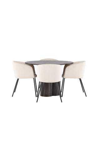 Venture Home Olivia Matbord-Mocca/MoccaFaner+KenthChair-Svart/SvartPU_4