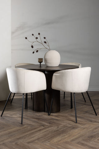 Venture Home Olivia Matbord-Mocca/MoccaFaner+Beritstol-Svart/BeigeVelvet_4