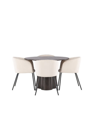 Venture Home Olivia Matbord-Mocca/MoccaFaner+Beritstol-Svart/BeigeVelvet_4