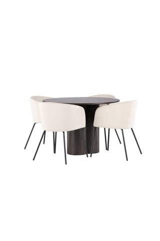 Venture Home Olivia Matbord-Mocca/MoccaFaner+Beritstol-Svart/BeigeVelvet_4