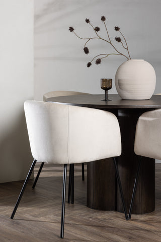 Venture Home Olivia Matbord-Mocca/MoccaFaner+Beritstol-Svart/BeigeVelvet_4