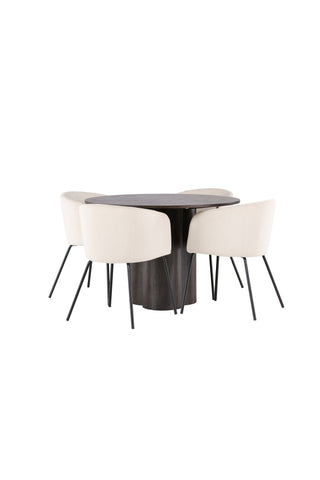Venture Home Olivia Matbord-Mocca/MoccaFaner+Beritstol-Svart/BeigeVelvet_4