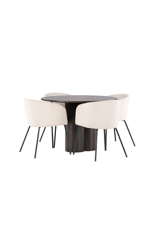 Venture Home Olivia Matbord-Mocca/MoccaFaner+Beritstol-Svart/BeigeVelvet_4