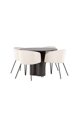 Venture Home Olivia Matbord-Mocca/MoccaFaner+Beritstol-Svart/BeigeVelvet_4