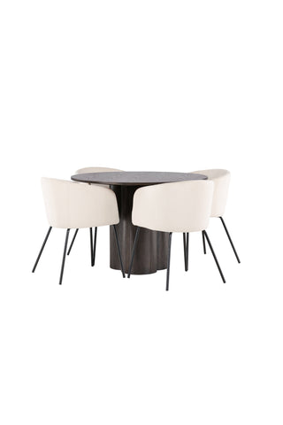 Venture Home Olivia Matbord-Mocca/MoccaFaner+Beritstol-Svart/BeigeVelvet_4