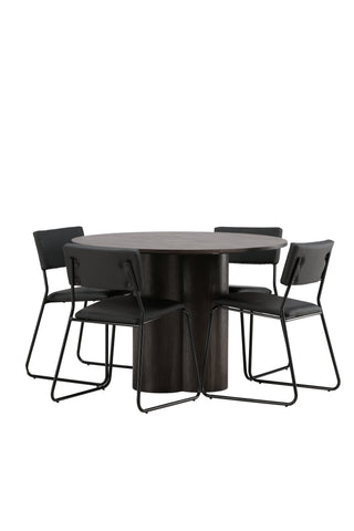 Venture Home Olivia Matbord-Mocca/MoccaFaner+KenthChair-Svart/SvartPU_4