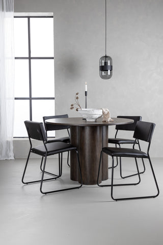 Venture Home Olivia Matbord-Mocca/MoccaFaner+KenthChair-Svart/SvartPU_4