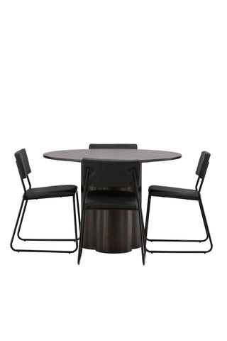 Venture Home Olivia Matbord-Mocca/MoccaFaner+KenthChair-Svart/SvartPU_4