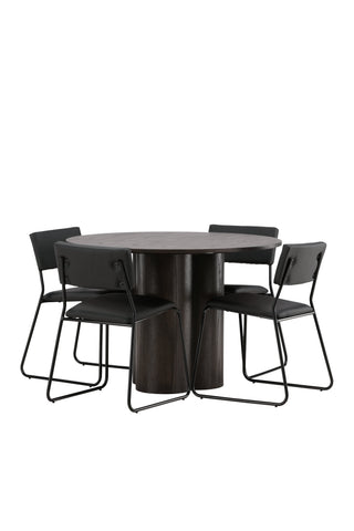 Venture Home Olivia Matbord-Mocca/MoccaFaner+KenthChair-Svart/SvartPU_4