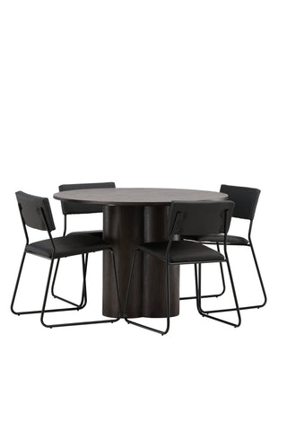 Venture Home Olivia Matbord-Mocca/MoccaFaner+KenthChair-Svart/SvartPU_4