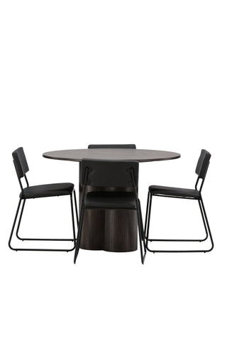 Venture Home Olivia Matbord-Mocca/MoccaFaner+KenthChair-Svart/SvartPU_4