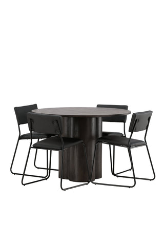Venture Home Olivia Matbord-Mocca/MoccaFaner+KenthChair-Svart/SvartPU_4