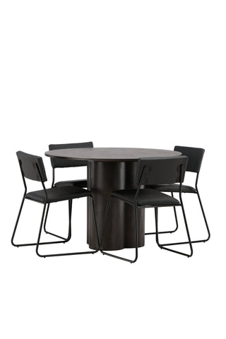 Venture Home Olivia Matbord-Mocca/MoccaFaner+KenthChair-Svart/SvartPU_4
