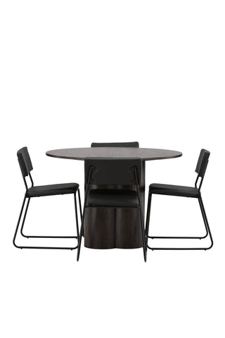 Venture Home Olivia Matbord-Mocca/MoccaFaner+KenthChair-Svart/SvartPU_4