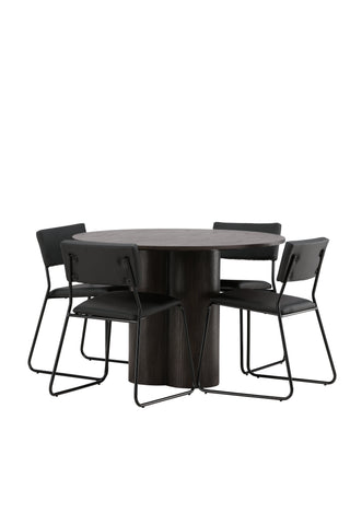 Venture Home Olivia Matbord-Mocca/MoccaFaner+KenthChair-Svart/SvartPU_4