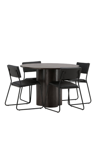 Venture Home Olivia Matbord-Mocca/MoccaFaner+KenthChair-Svart/SvartPU_4