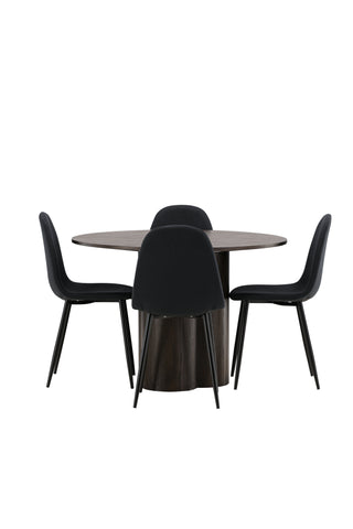 Venture Home Olivia Matbord-Svart/SvartFaner+Beritstol-Svart/BeigeTyg(Polyesterlinne)_4