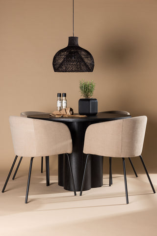 Venture Home Olivia Matbord-Svart/SvartFaner+Beritstol-Svart/BeigeTyg(Polyesterlinne)_4