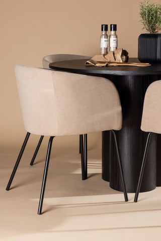 Venture Home Olivia Matbord-Svart/SvartFaner+Beritstol-Svart/BeigeTyg(Polyesterlinne)_4