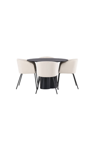 Venture Home Olivia Matbord-Svart/Svartfanér+KenthChair-Svart/SvartPU_4
