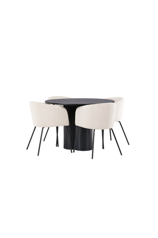 Venture Home Olivia Matbord-Svart/SvartFanér+Beritstol-Svart/Beige Velvet_4