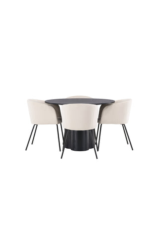 Venture Home Olivia Matbord-Svart/SvartFanér+Beritstol-Svart/Beige Velvet_4