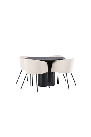 Venture Home Olivia Matbord-Svart/SvartFanér+Beritstol-Svart/Beige Velvet_4