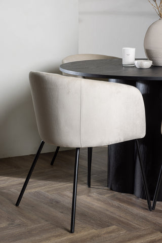 Venture Home Olivia Matbord-Svart/SvartFanér+Beritstol-Svart/Beige Velvet_4