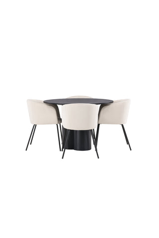 Venture Home Olivia Matbord-Svart/SvartFanér+Beritstol-Svart/Beige Velvet_4