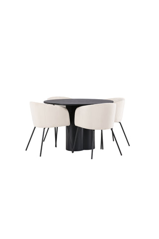 Venture Home Olivia Matbord-Svart/SvartFanér+Beritstol-Svart/Beige Velvet_4