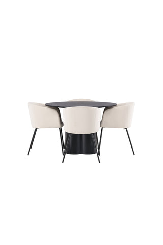 Venture Home Olivia Matbord-Svart/SvartFanér+Beritstol-Svart/Beige Velvet_4