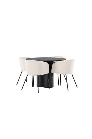 Venture Home Olivia Matbord-Svart/SvartFanér+Beritstol-Svart/Beige Velvet_4