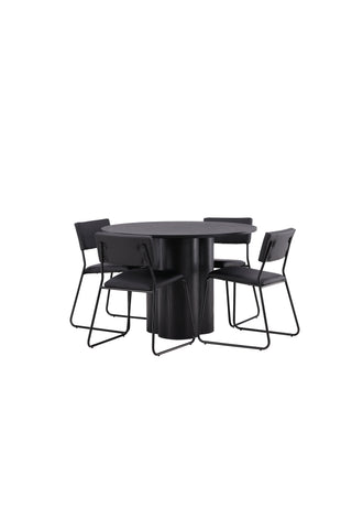 Venture Home Olivia Matbord-Svart/Svartfanér+KenthChair-Svart/SvartPU_4