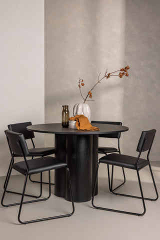 Venture Home Olivia Matbord-Svart/Svartfanér+KenthChair-Svart/SvartPU_4