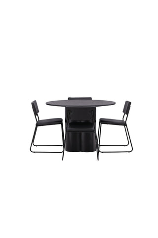 Venture Home Olivia Matbord-Svart/Svartfanér+KenthChair-Svart/SvartPU_4