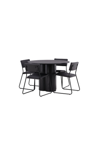 Venture Home Olivia Matbord-Svart/Svartfanér+KenthChair-Svart/SvartPU_4