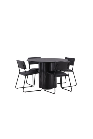 Venture Home Olivia Matbord-Svart/Svartfanér+KenthChair-Svart/SvartPU_4