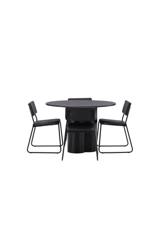 Venture Home Olivia Matbord-Svart/Svartfanér+KenthChair-Svart/SvartPU_4