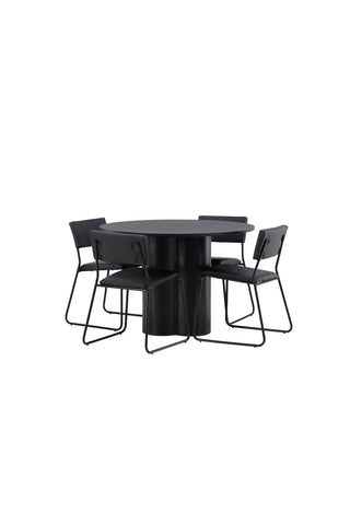 Venture Home Olivia Matbord-Svart/Svartfanér+KenthChair-Svart/SvartPU_4