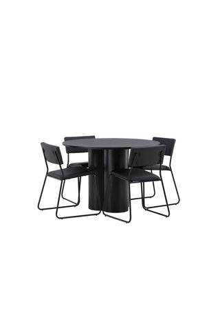 Venture Home Olivia Matbord-Svart/Svartfanér+KenthChair-Svart/SvartPU_4